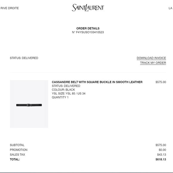 Authentic Saint Laurent YSL Monogram Cassandre Leather Belt 85 - Picture 13 of 14